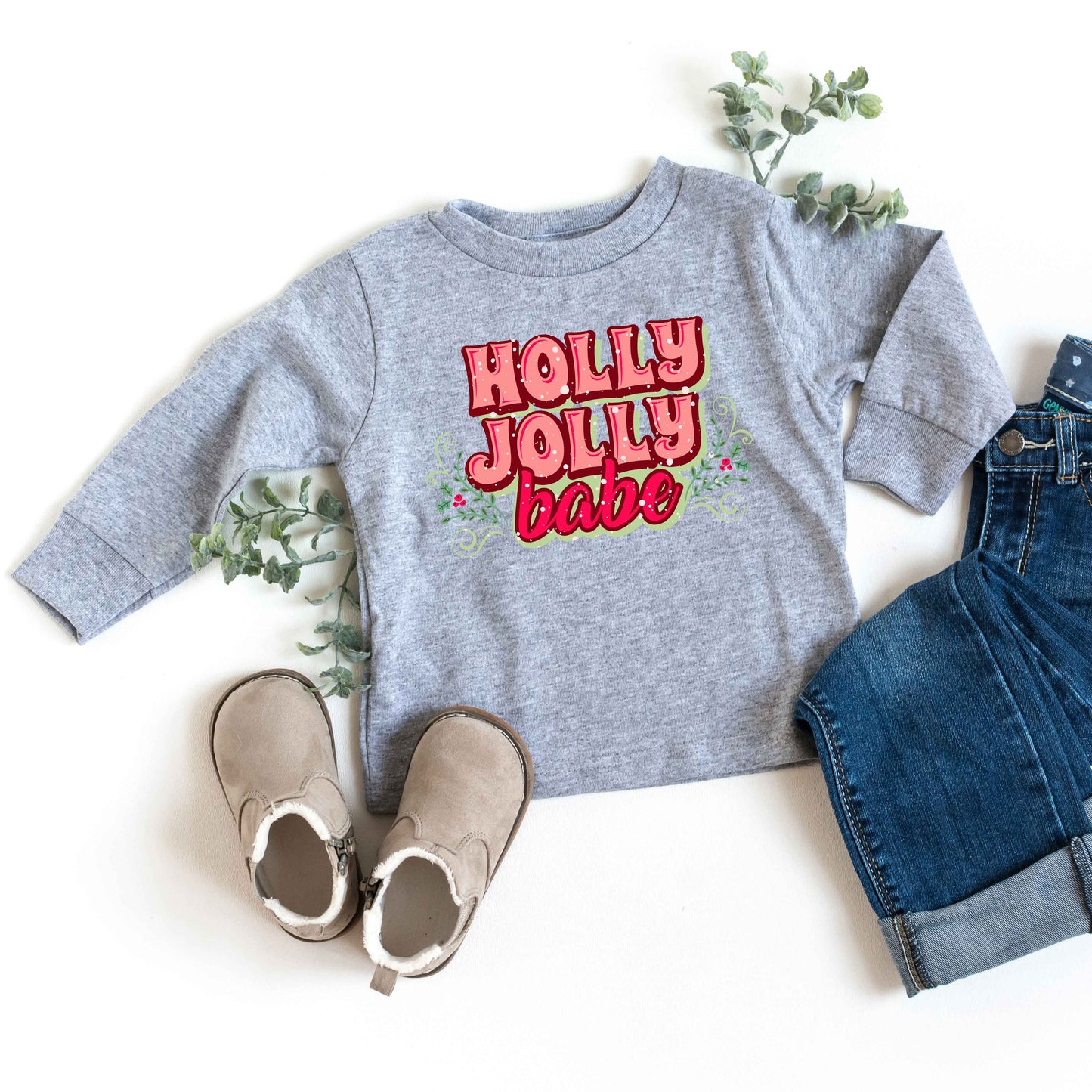 Holly Jolly Babe Stacked | Youth Graphic Long Sleeve Tee