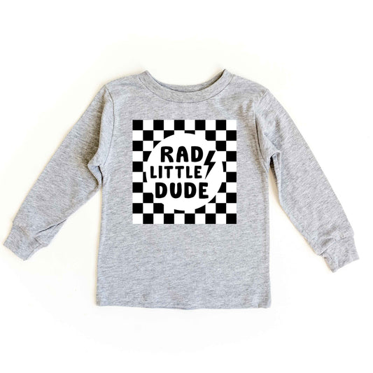 Rad Little Dude Checkered | Toddler Graphic Long Sleeve Tee