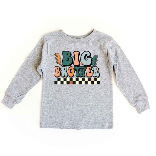 Big Brother Checkered | Toddler Graphic Long Sleeve Tee