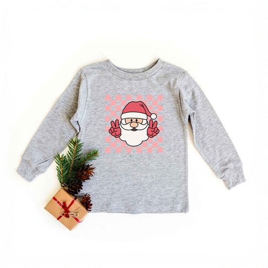 Checkered Santa | Toddler Graphic Long Sleeve Tee