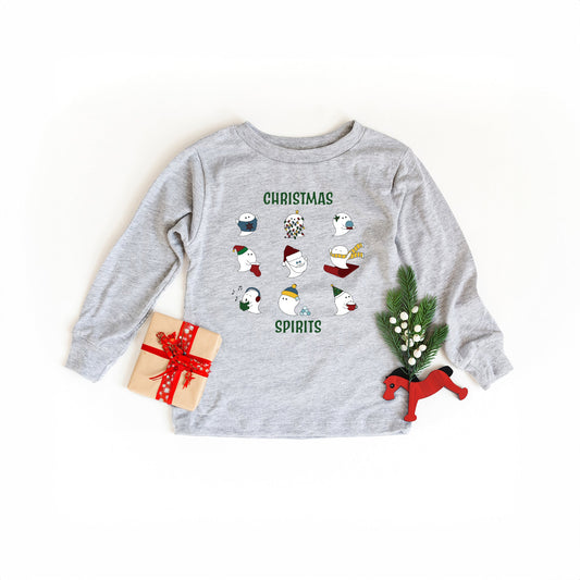 Christmas Spirits Green Words | Toddler Graphic Long Sleeve Tee