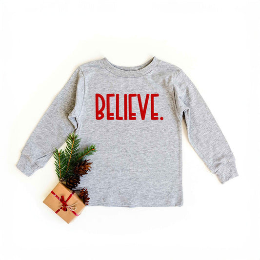 Believe Bold Puff Print | Toddler Graphic Long Sleeve Tee
