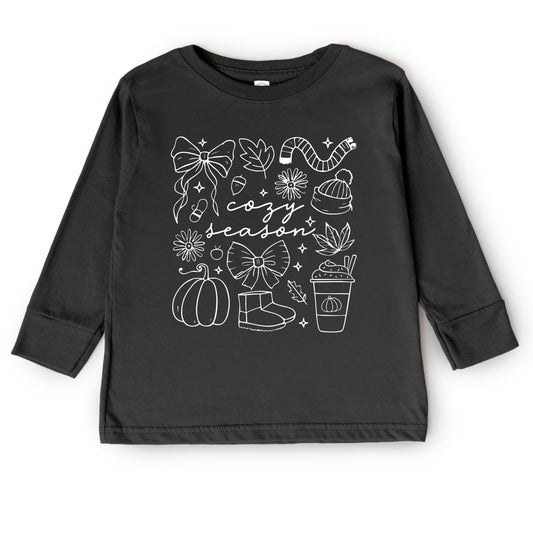 Cozy Season Coquette Icons - Toddler Long Sleeve Graphic Tee and Youth Long Sleeve Graphic T-Shirt