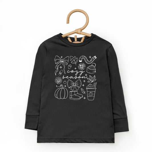 Cozy Season Coquette Icons - Toddler Long Sleeve Graphic Tee and Youth Long Sleeve Graphic T-Shirt