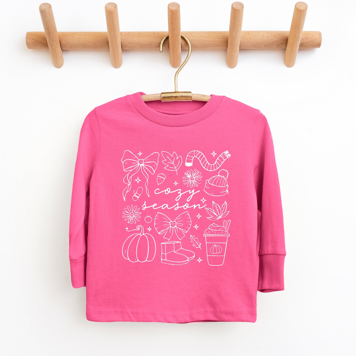 Cozy Season Coquette Icons - Toddler Long Sleeve Graphic Tee and Youth Long Sleeve Graphic T-Shirt
