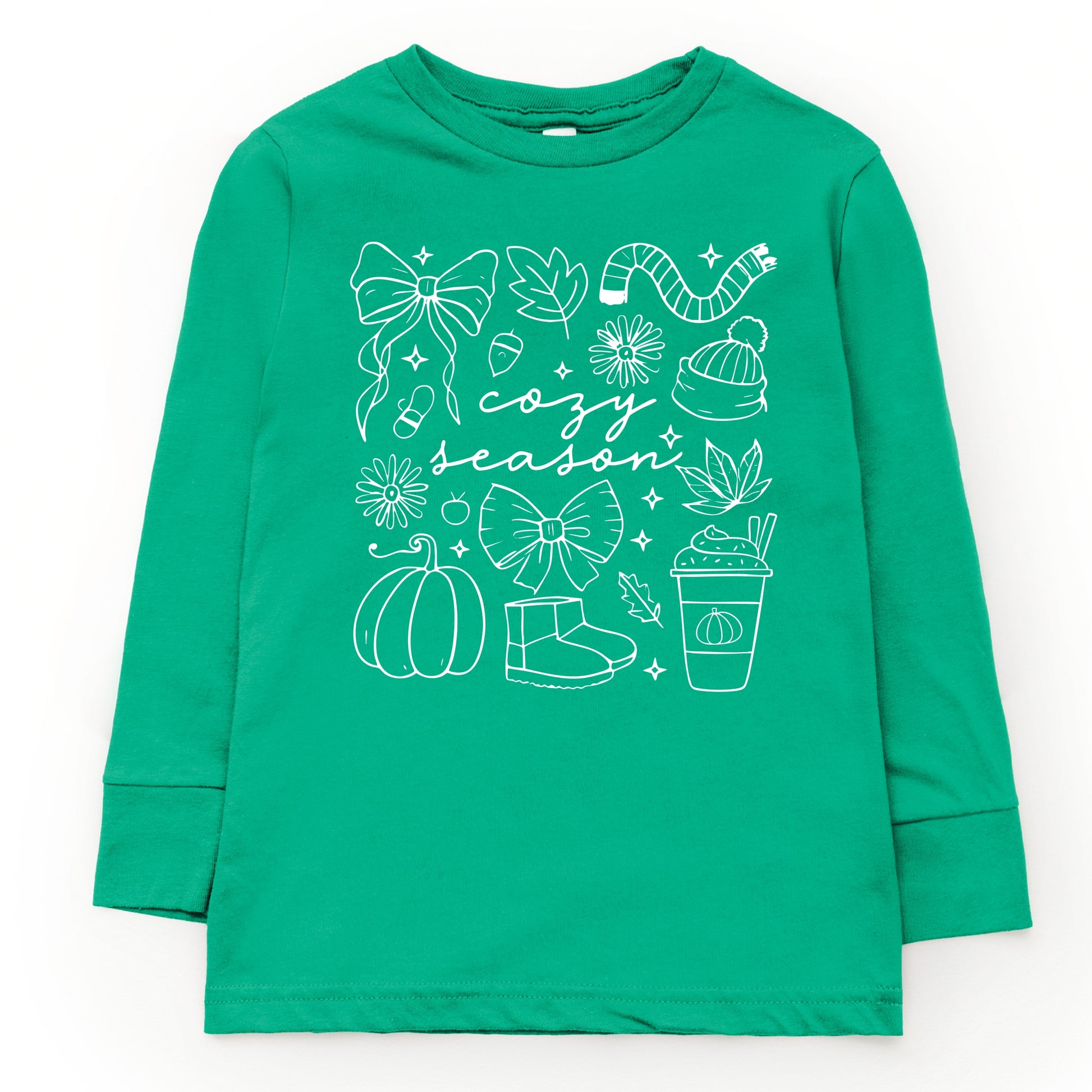 Cozy Season Coquette Icons - Toddler Long Sleeve Graphic Tee and Youth Long Sleeve Graphic T-Shirt