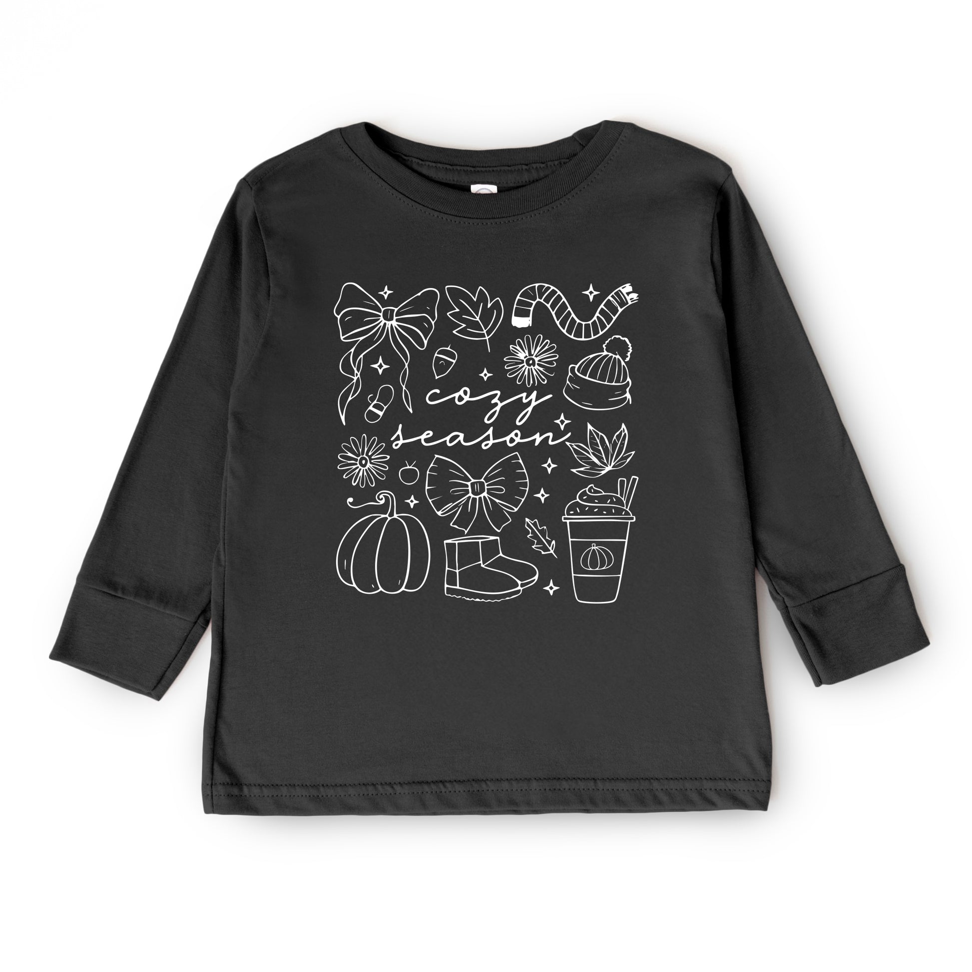 Cozy Season Coquette Icons - Toddler Long Sleeve Graphic Tee and Youth Long Sleeve Graphic T-Shirt