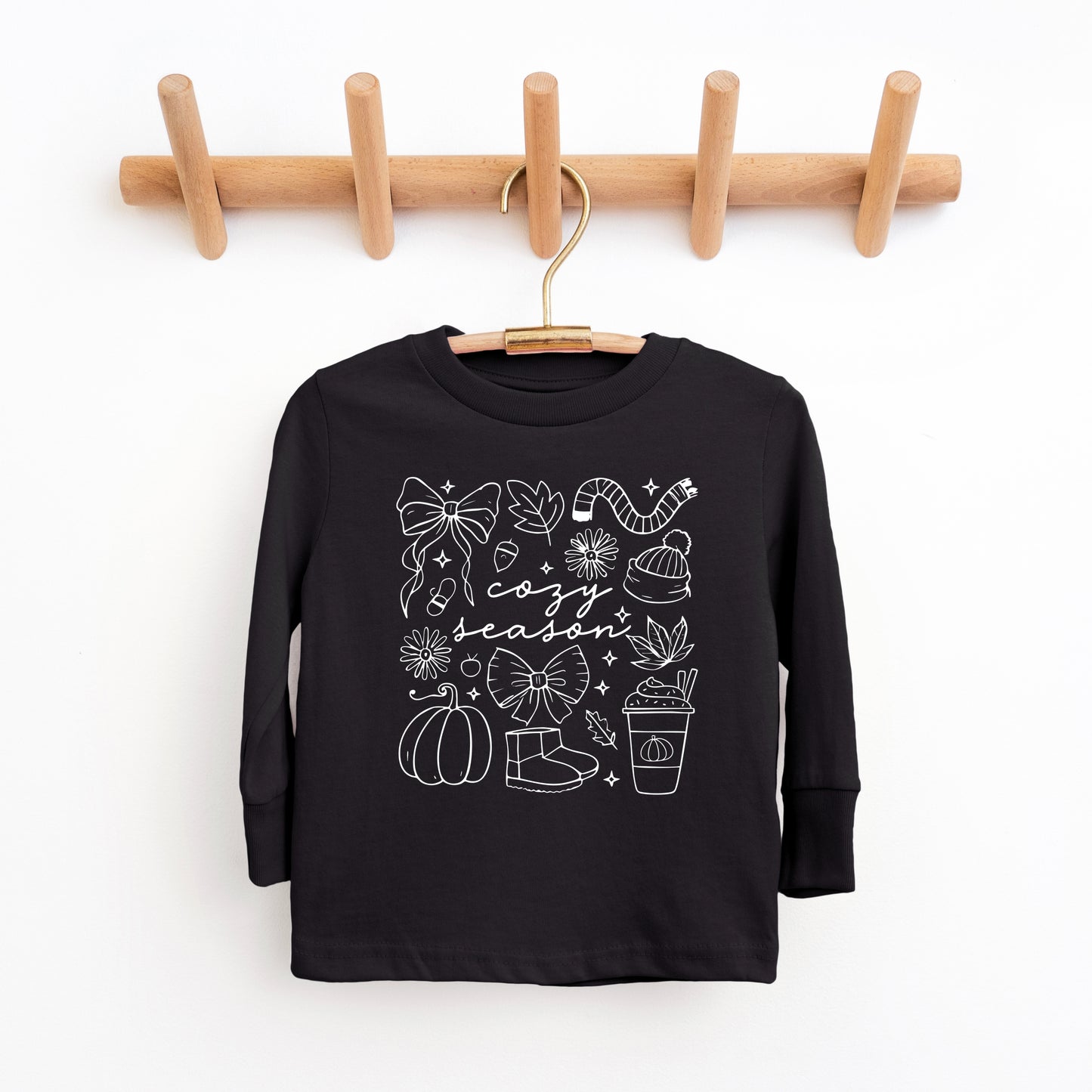 Cozy Season Coquette Icons - Toddler Long Sleeve Graphic Tee and Youth Long Sleeve Graphic T-Shirt