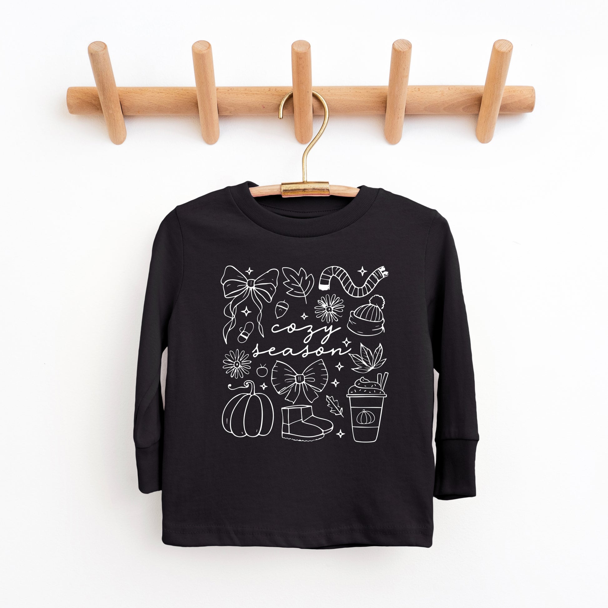 Cozy Season Coquette Icons - Toddler Long Sleeve Graphic Tee and Youth Long Sleeve Graphic T-Shirt