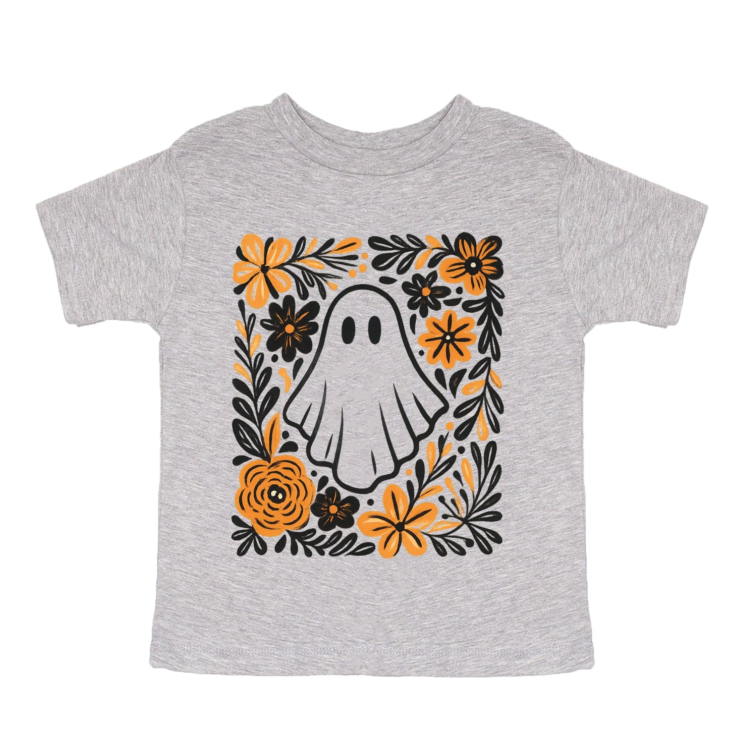Ghost Floral Orange - Youth Short Sleeve Graphic T-Shirt and Toddler Short Sleeve Graphic T-Shirt