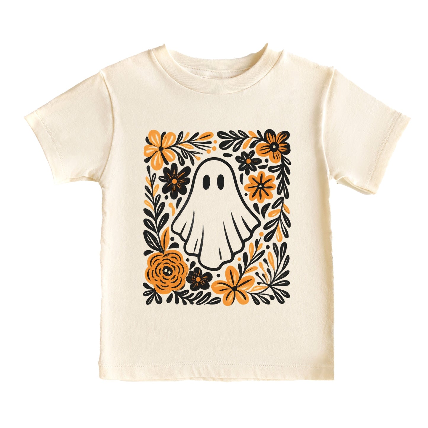 Ghost Floral Orange - Youth Short Sleeve Graphic T-Shirt and Toddler Short Sleeve Graphic T-Shirt