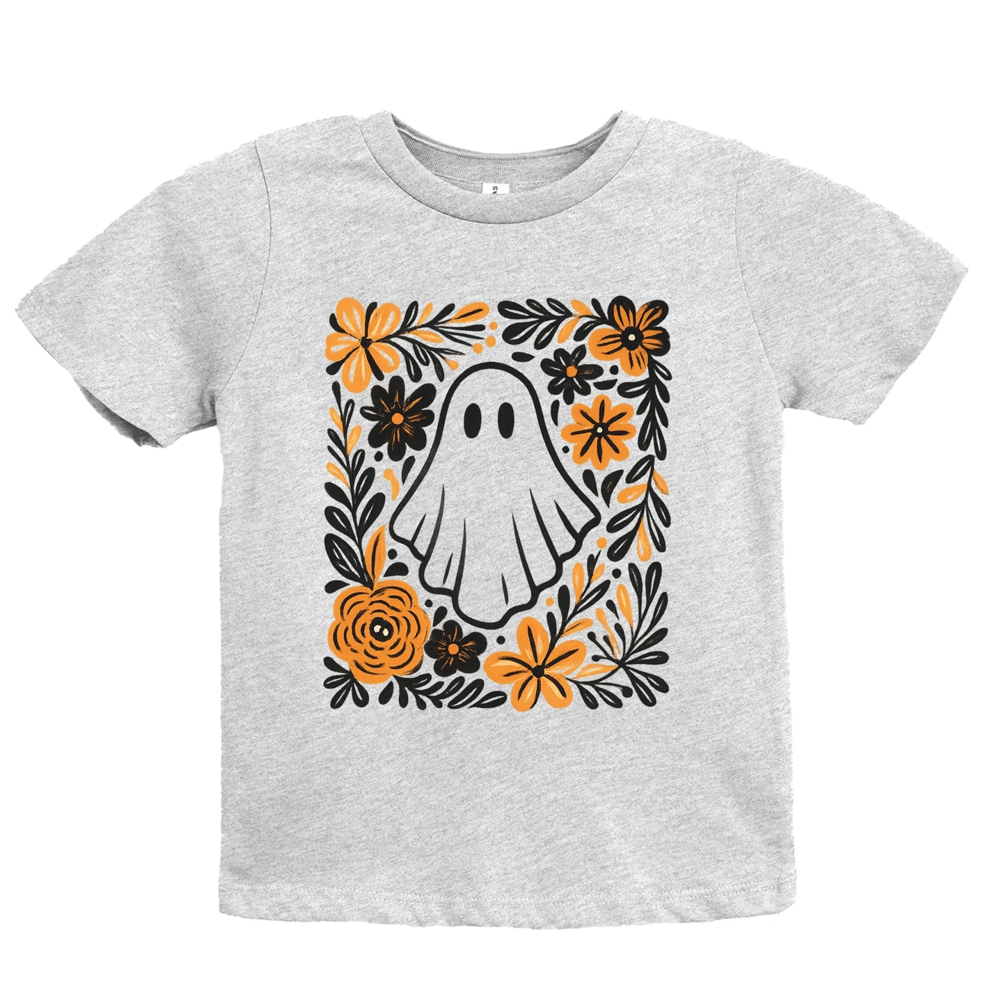 Ghost Floral Orange - Youth Short Sleeve Graphic T-Shirt and Toddler Short Sleeve Graphic T-Shirt