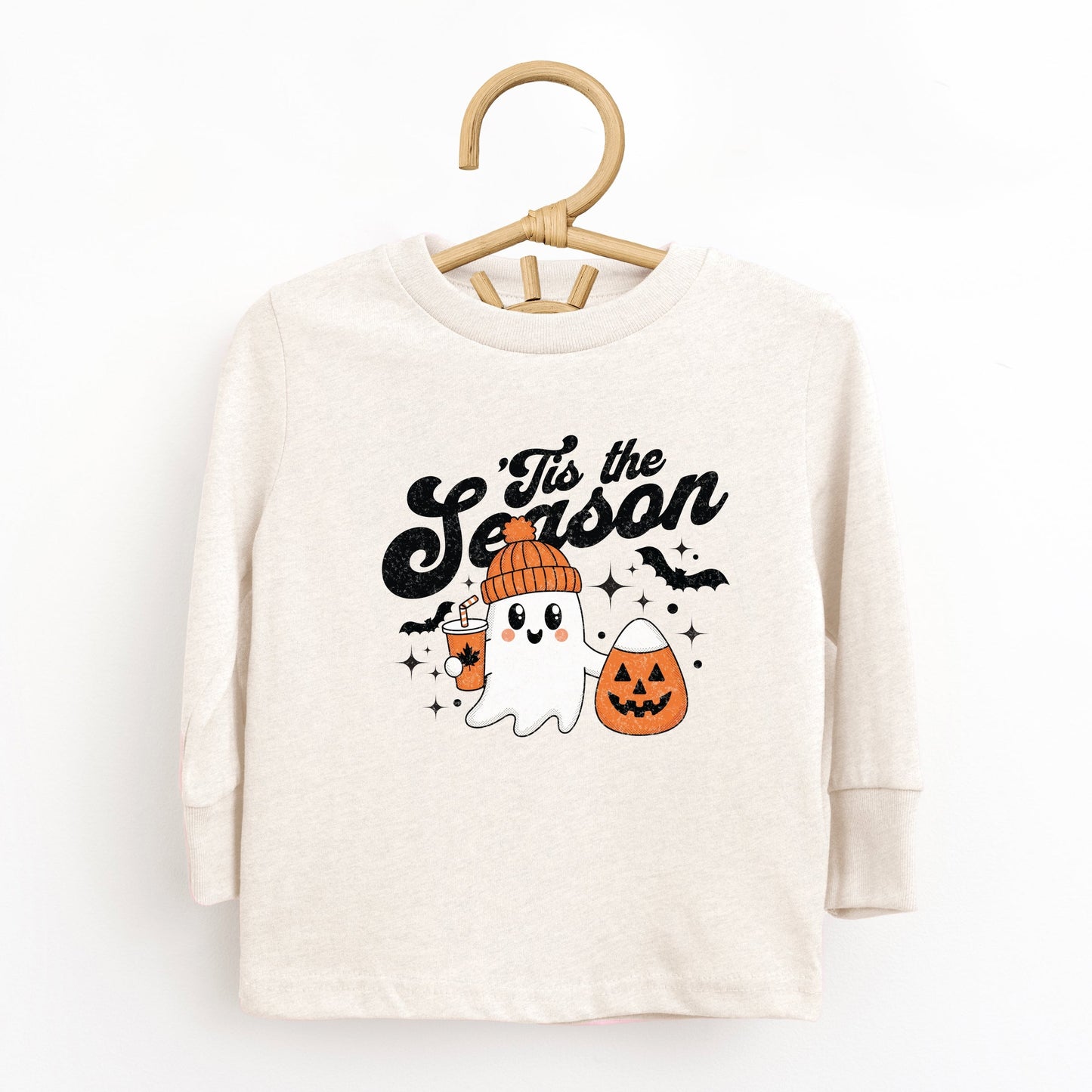 Tis The Season Ghost Retro - Toddler Long Sleeve Graphic Tee and Youth Long Sleeve Graphic T-Shirt