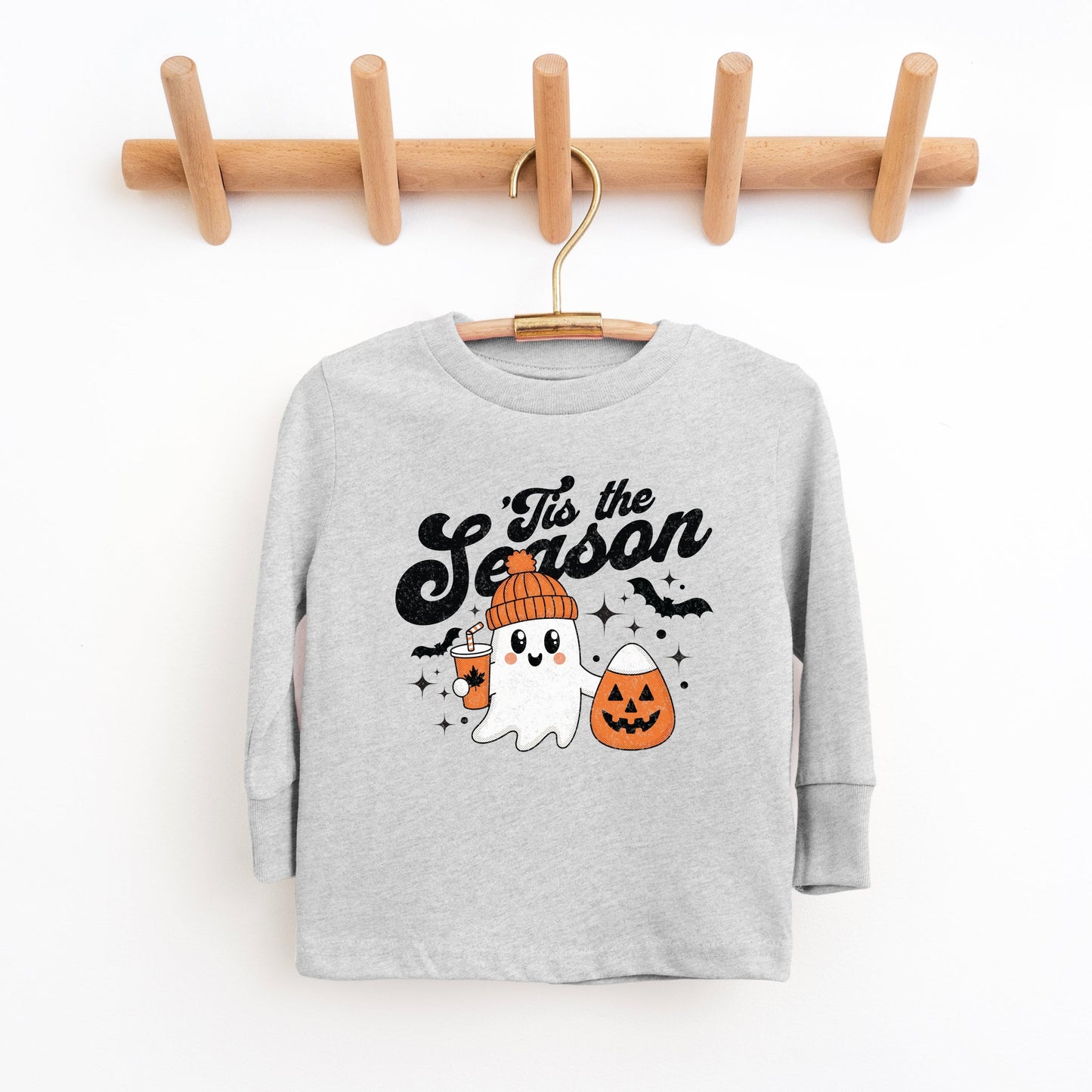 Tis The Season Ghost Retro - Toddler Long Sleeve Graphic Tee and Youth Long Sleeve Graphic T-Shirt