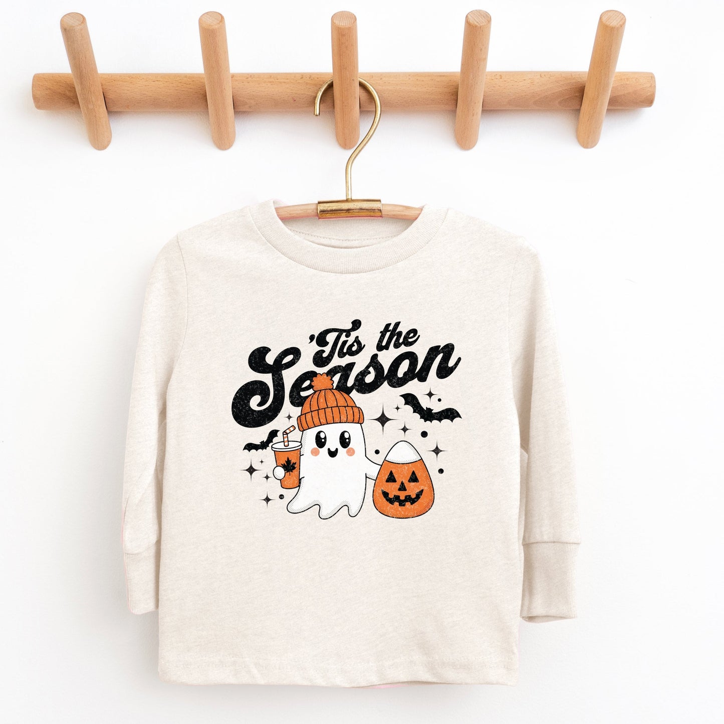 Tis The Season Ghost Retro - Toddler Long Sleeve Graphic Tee and Youth Long Sleeve Graphic T-Shirt