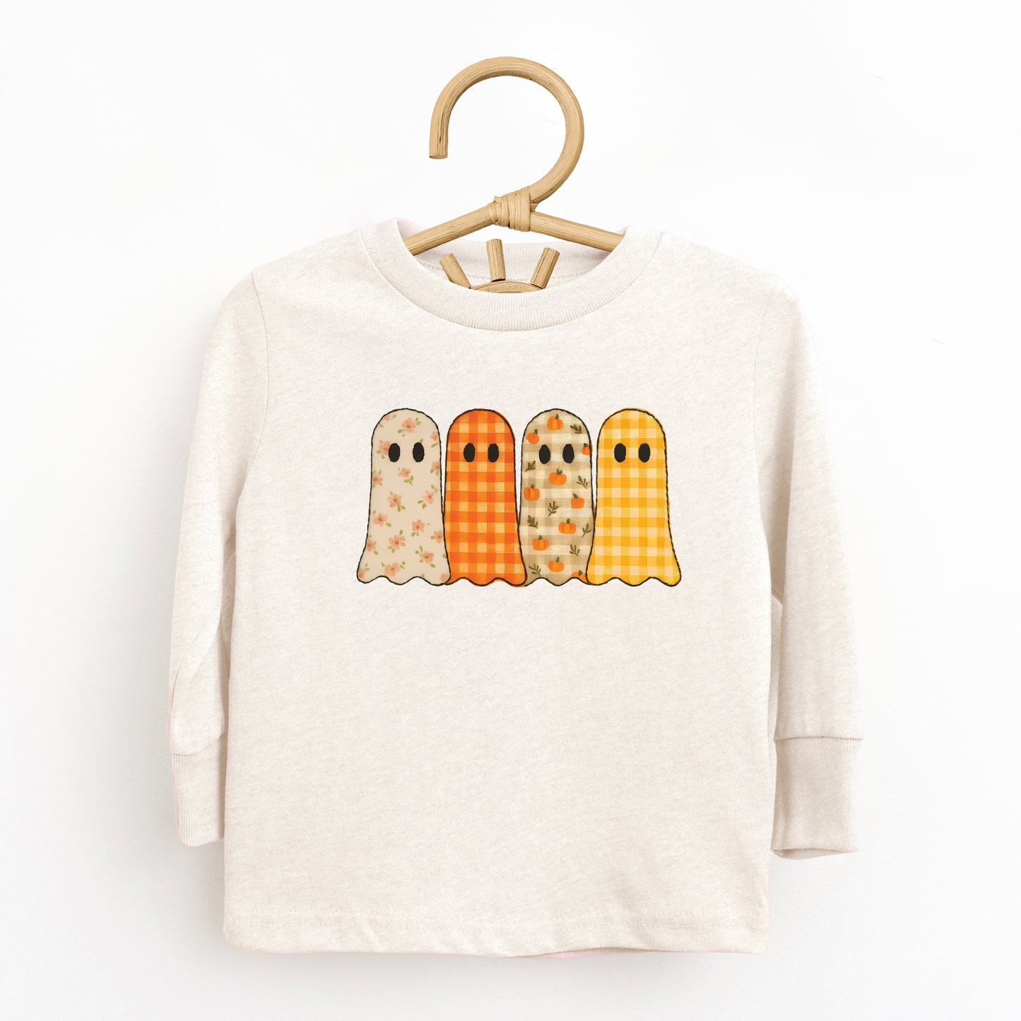 Four Ghosts Checkered Quilted Printed - Toddler Long Sleeve Graphic Tee and Youth Long Sleeve Graphic T-Shirt