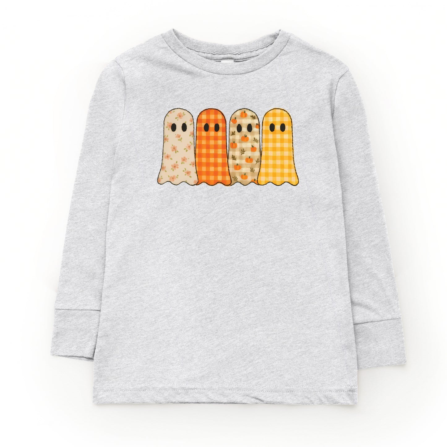 Four Ghosts Checkered Quilted Printed - Toddler Long Sleeve Graphic Tee and Youth Long Sleeve Graphic T-Shirt