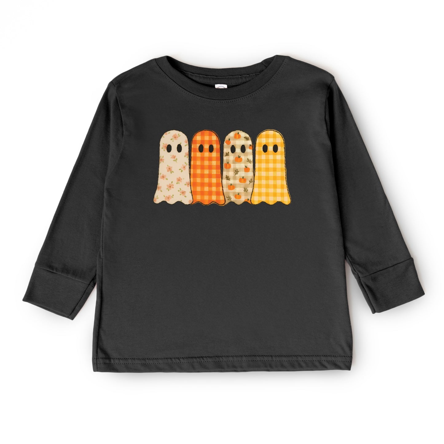 Four Ghosts Checkered Quilted Printed - Toddler Long Sleeve Graphic Tee and Youth Long Sleeve Graphic T-Shirt
