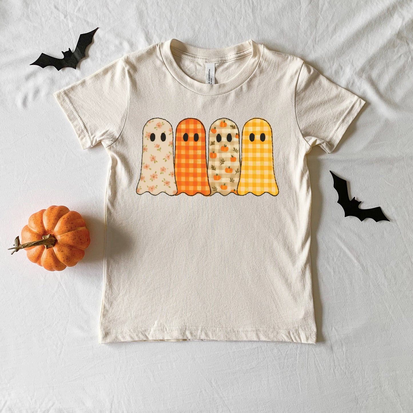 Four Ghosts Checkered Quilted Printed - Youth Short Sleeve Graphic T-Shirt and Toddler Short Sleeve Graphic T-Shirt