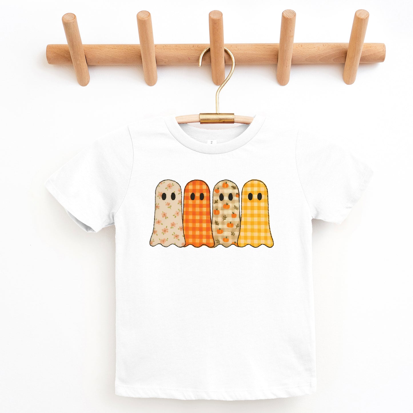 Four Ghosts Checkered Quilted Printed - Youth Short Sleeve Graphic T-Shirt and Toddler Short Sleeve Graphic T-Shirt