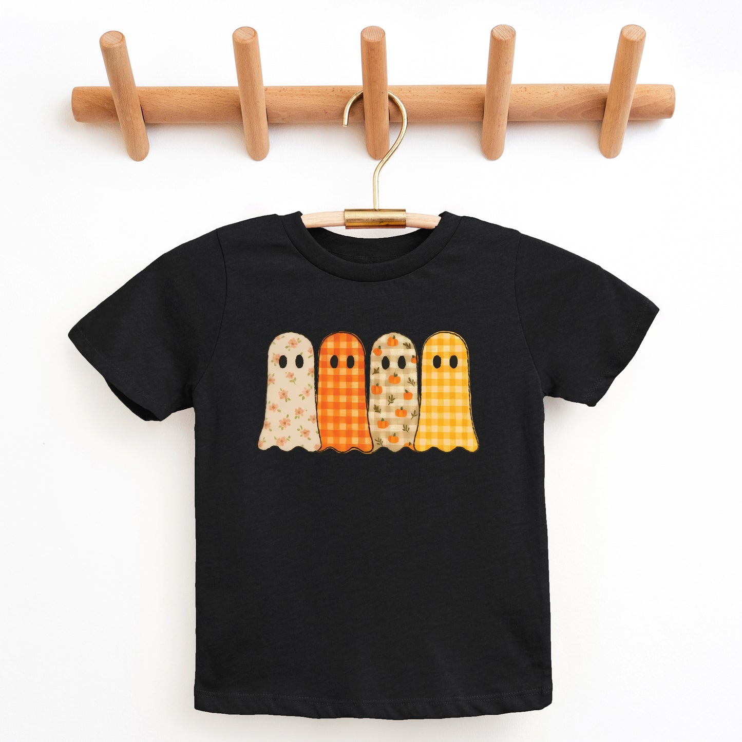 Four Ghosts Checkered Quilted Printed - Youth Short Sleeve Graphic T-Shirt and Toddler Short Sleeve Graphic T-Shirt