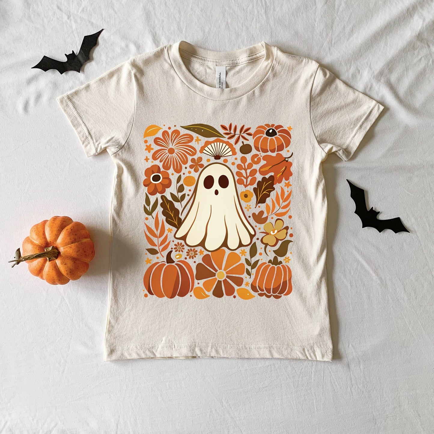 Ghost Floral Collage - Youth Short Sleeve Graphic T-Shirt and Toddler Short Sleeve Graphic T-Shirt