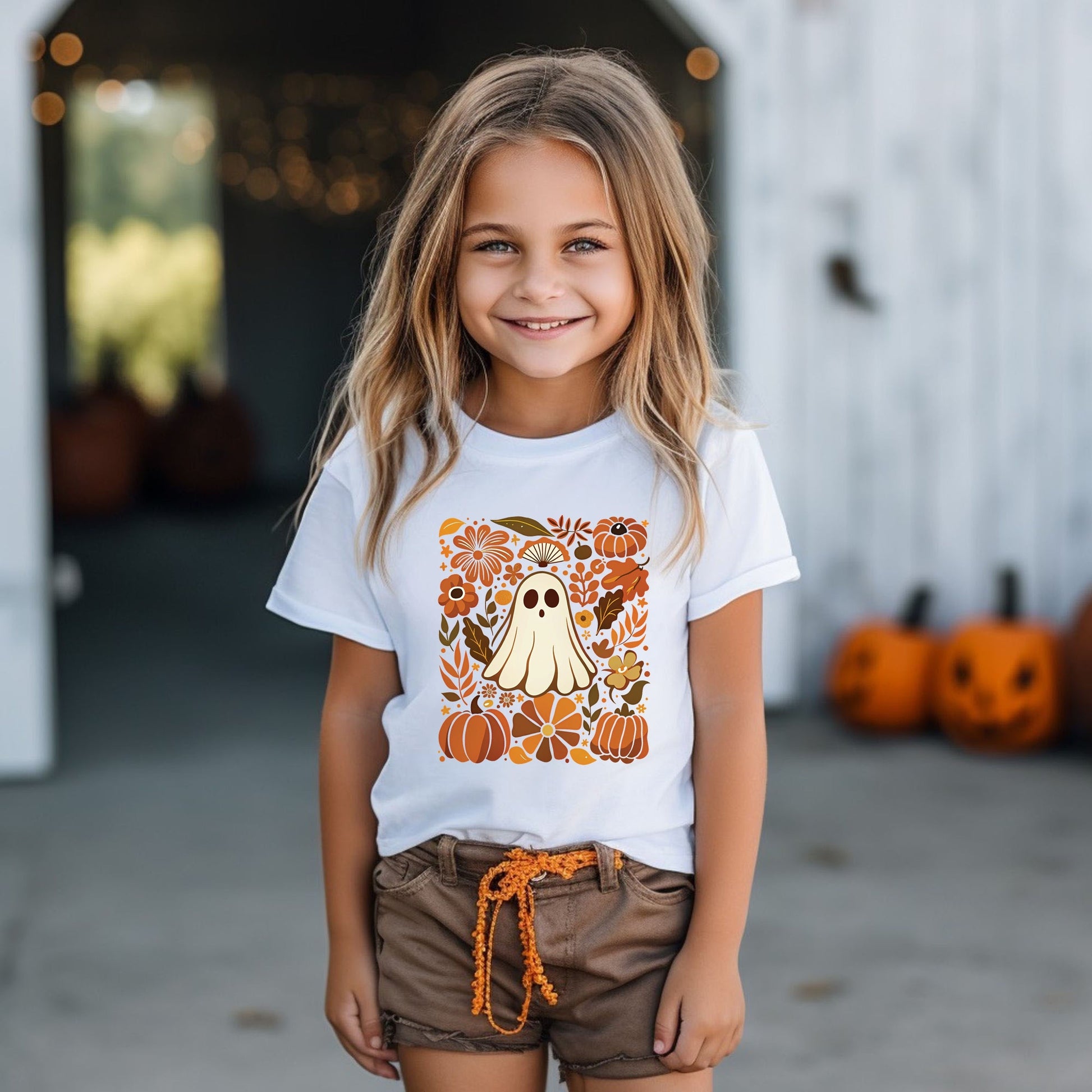 Ghost Floral Collage - Youth Short Sleeve Graphic T-Shirt and Toddler Short Sleeve Graphic T-Shirt