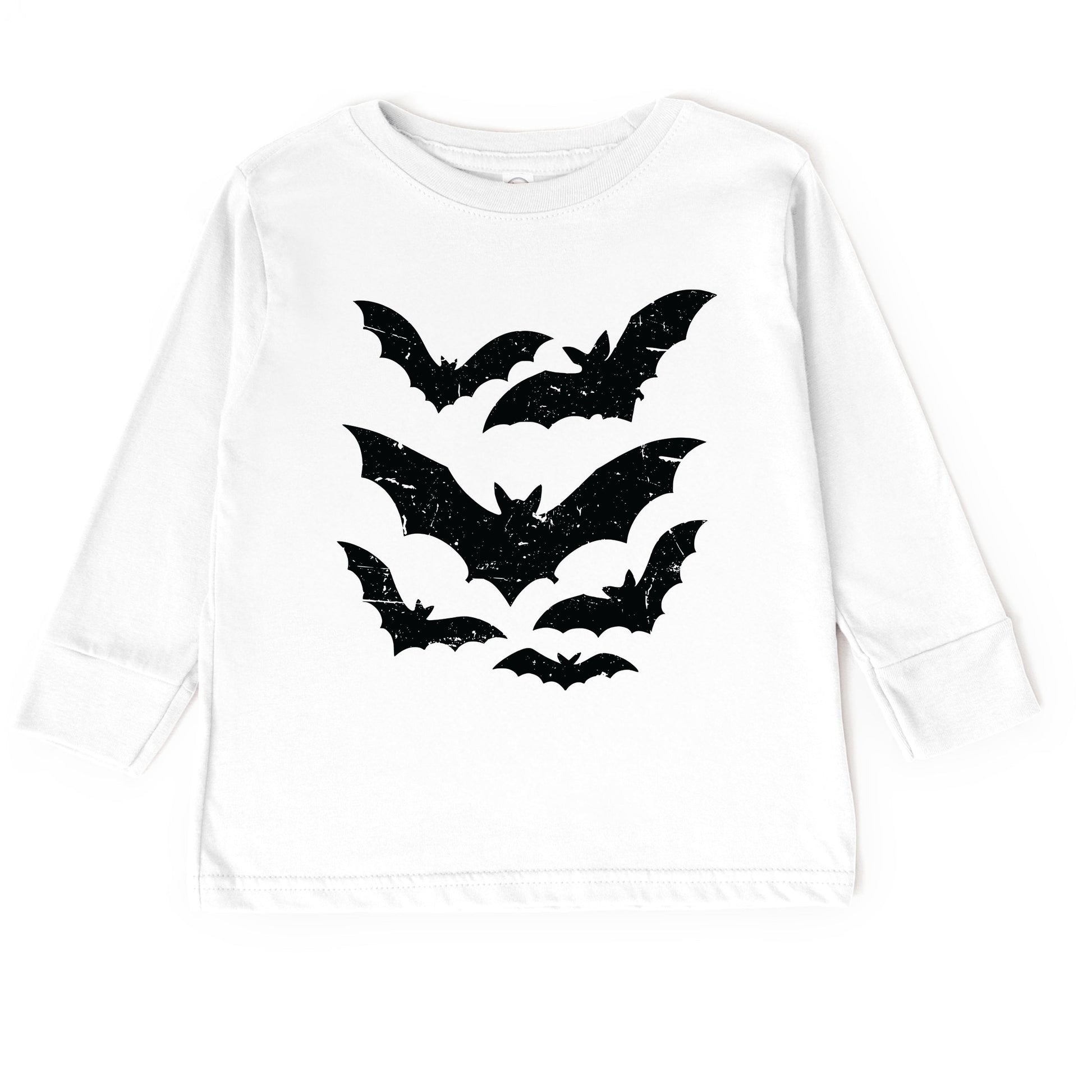 Halloween Bats Distressed - Toddler Long Sleeve Graphic Tee and Youth Long Sleeve Graphic T-Shirt