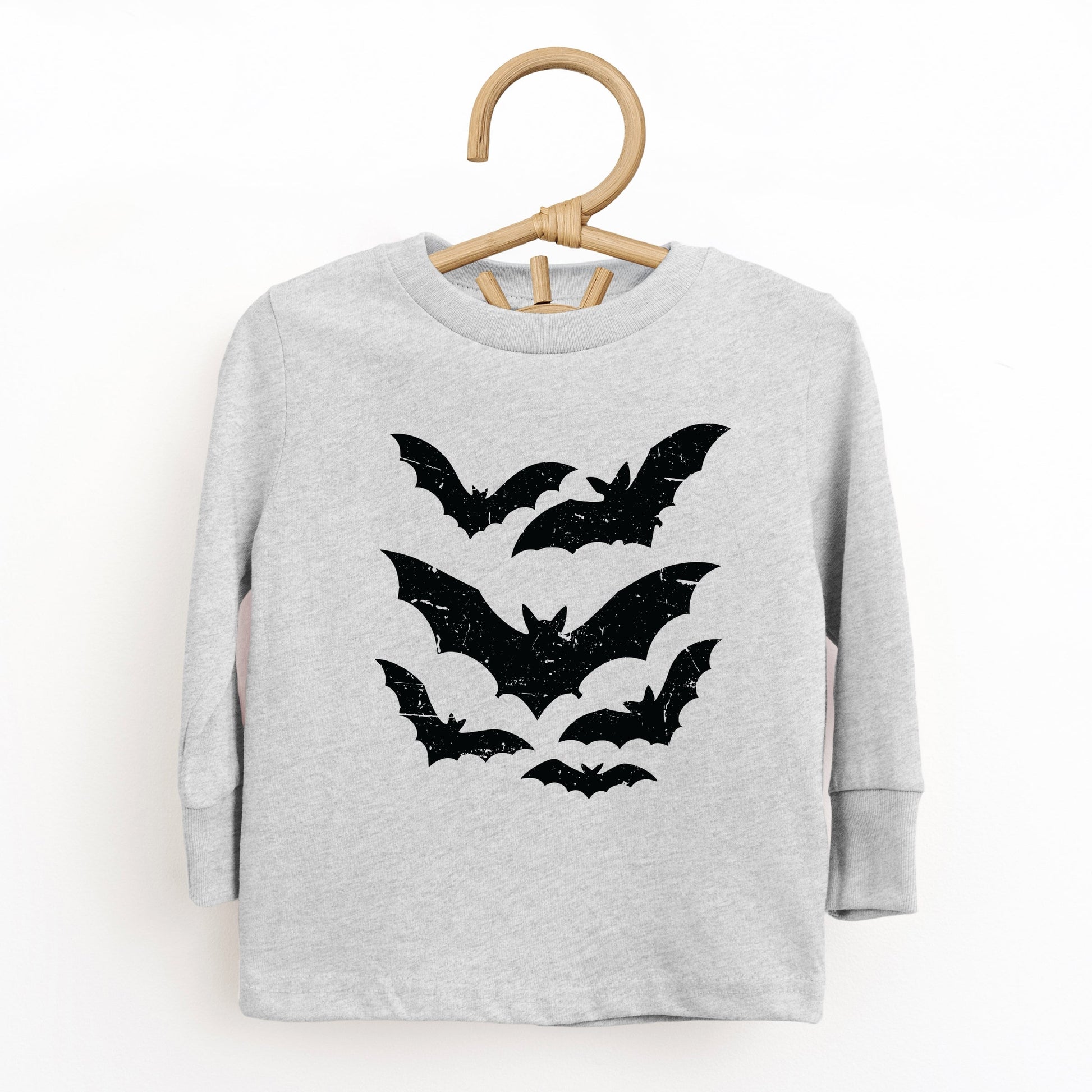Halloween Bats Distressed - Toddler Long Sleeve Graphic Tee and Youth Long Sleeve Graphic T-Shirt