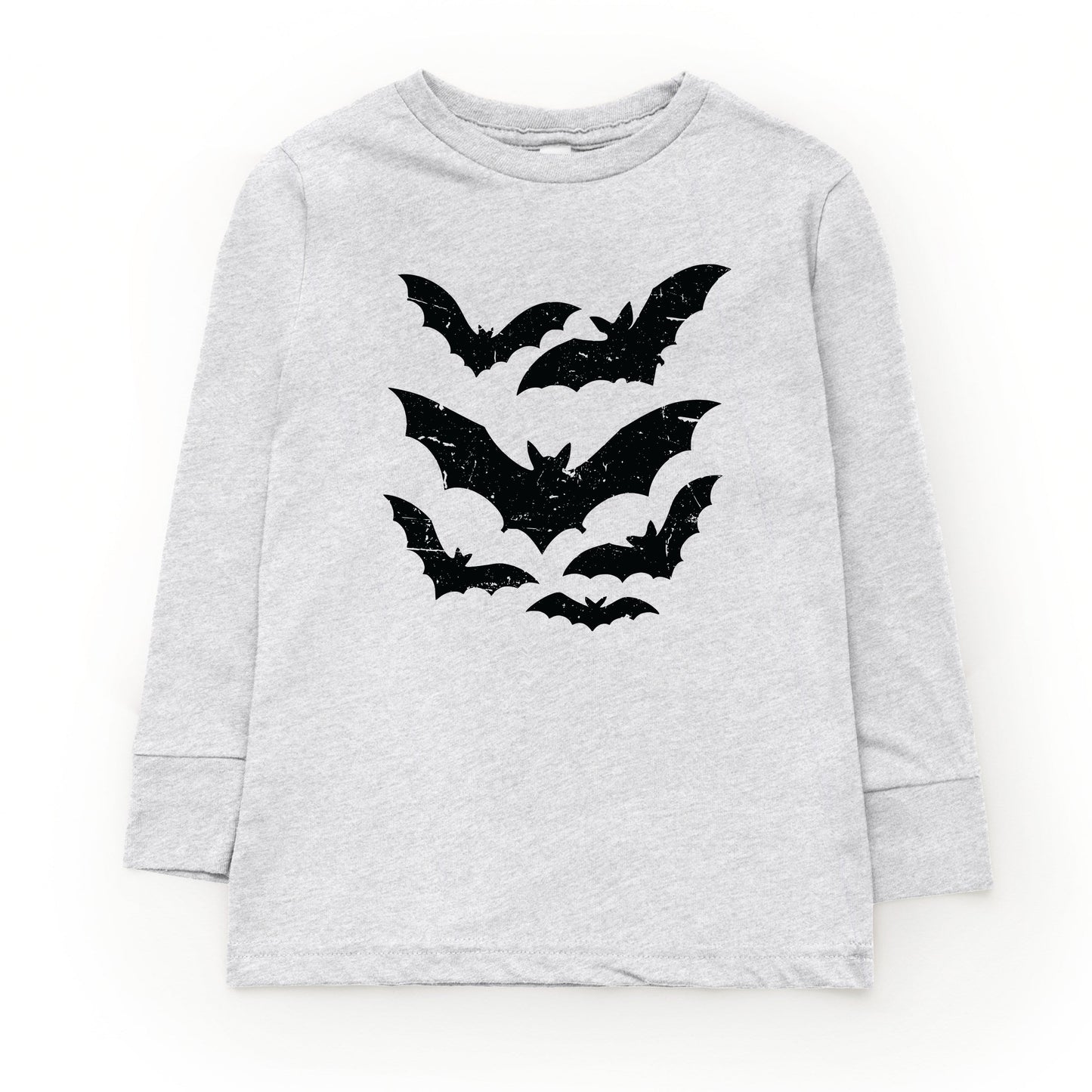 Halloween Bats Distressed - Toddler Long Sleeve Graphic Tee and Youth Long Sleeve Graphic T-Shirt