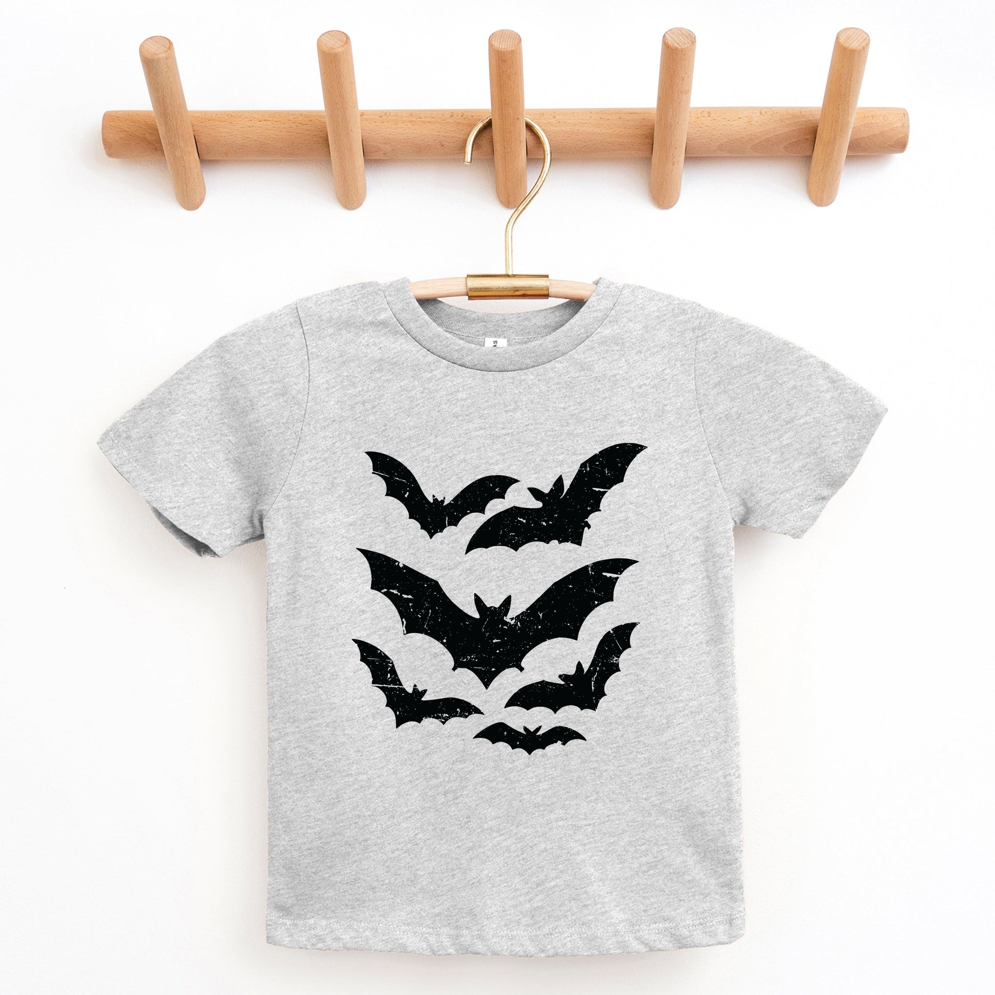 Halloween Bats Distressed - Youth Short Sleeve Graphic T-Shirt and Toddler Short Sleeve Graphic T-Shirt