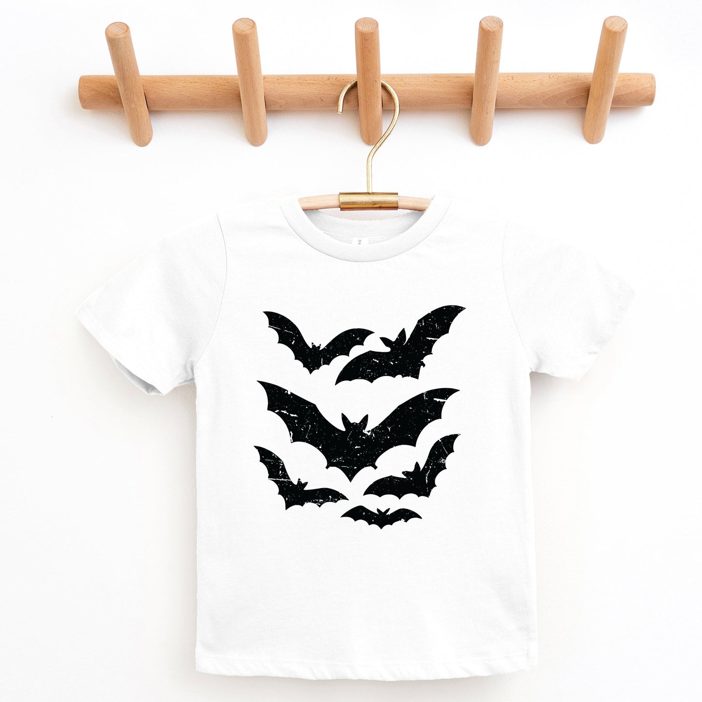 Halloween Bats Distressed - Youth Short Sleeve Graphic T-Shirt and Toddler Short Sleeve Graphic T-Shirt