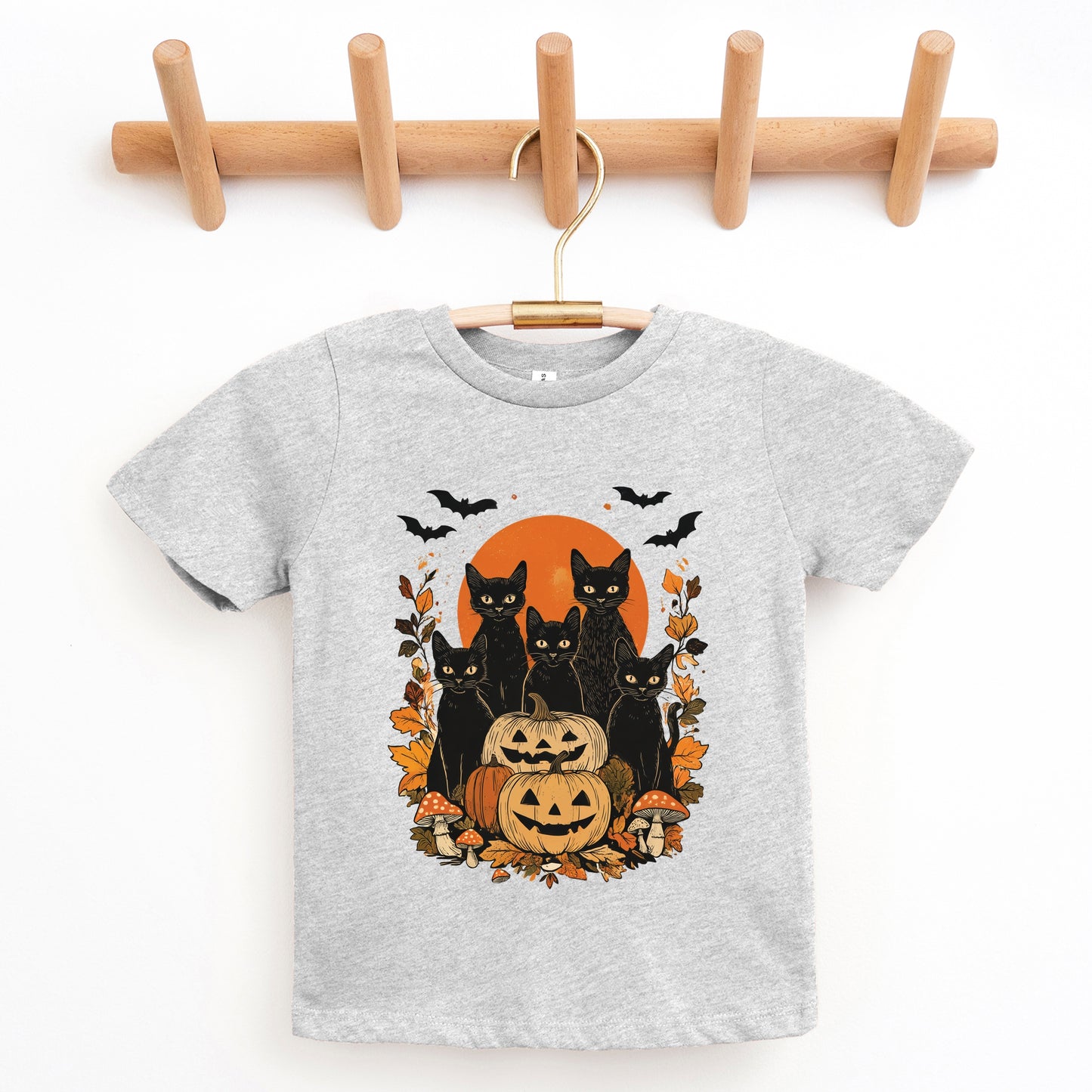 Black Cats Pumpkin Vintage - Toddler Short Sleeve Graphic T-Shirt and Youth Short Sleeve Graphic T-Shirt