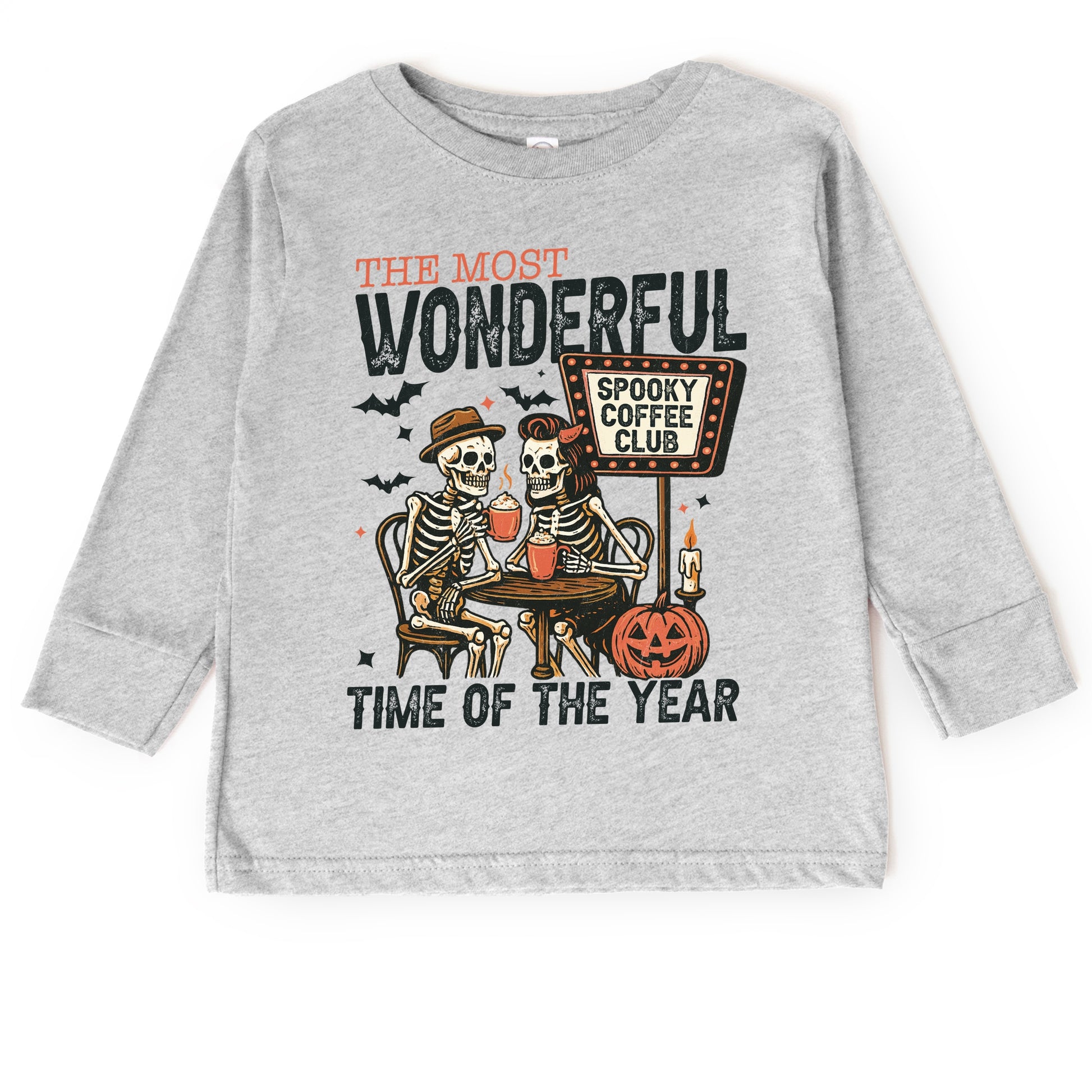 Halloween Wonderful Time of the Year Skeletons - Youth Long Sleeve Graphic T-Shirt and Toddler Long Sleeve Graphic Tee