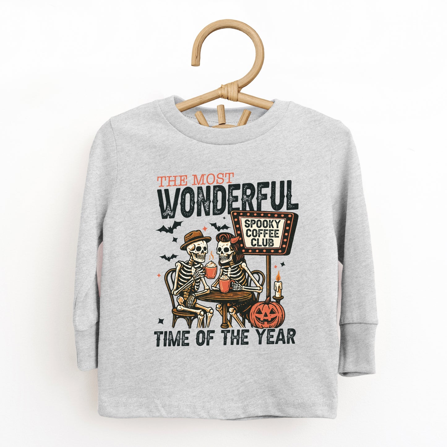 Halloween Wonderful Time of the Year Skeletons - Youth Long Sleeve Graphic T-Shirt and Toddler Long Sleeve Graphic Tee
