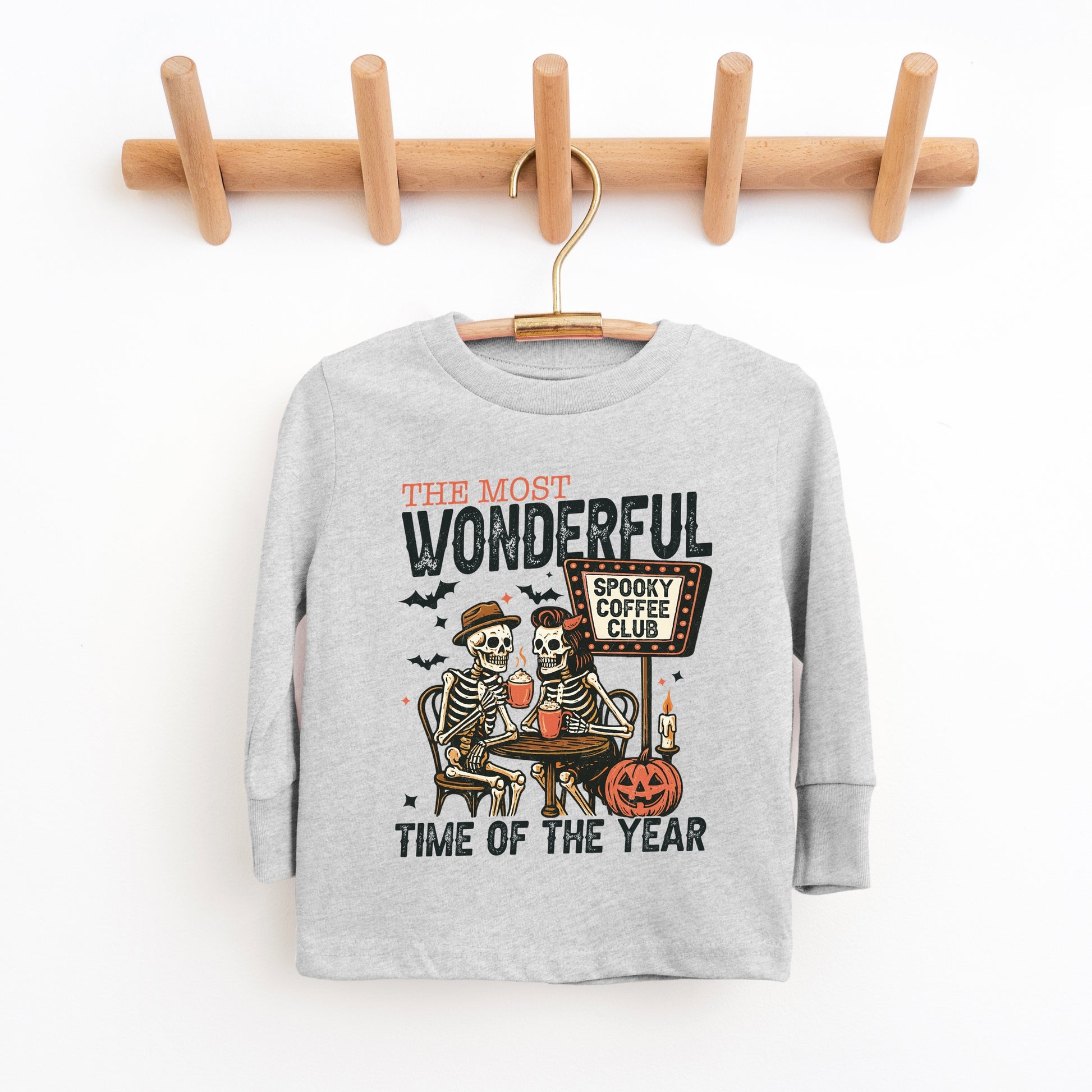 Halloween Wonderful Time of the Year Skeletons - Youth Long Sleeve Graphic T-Shirt and Toddler Long Sleeve Graphic Tee