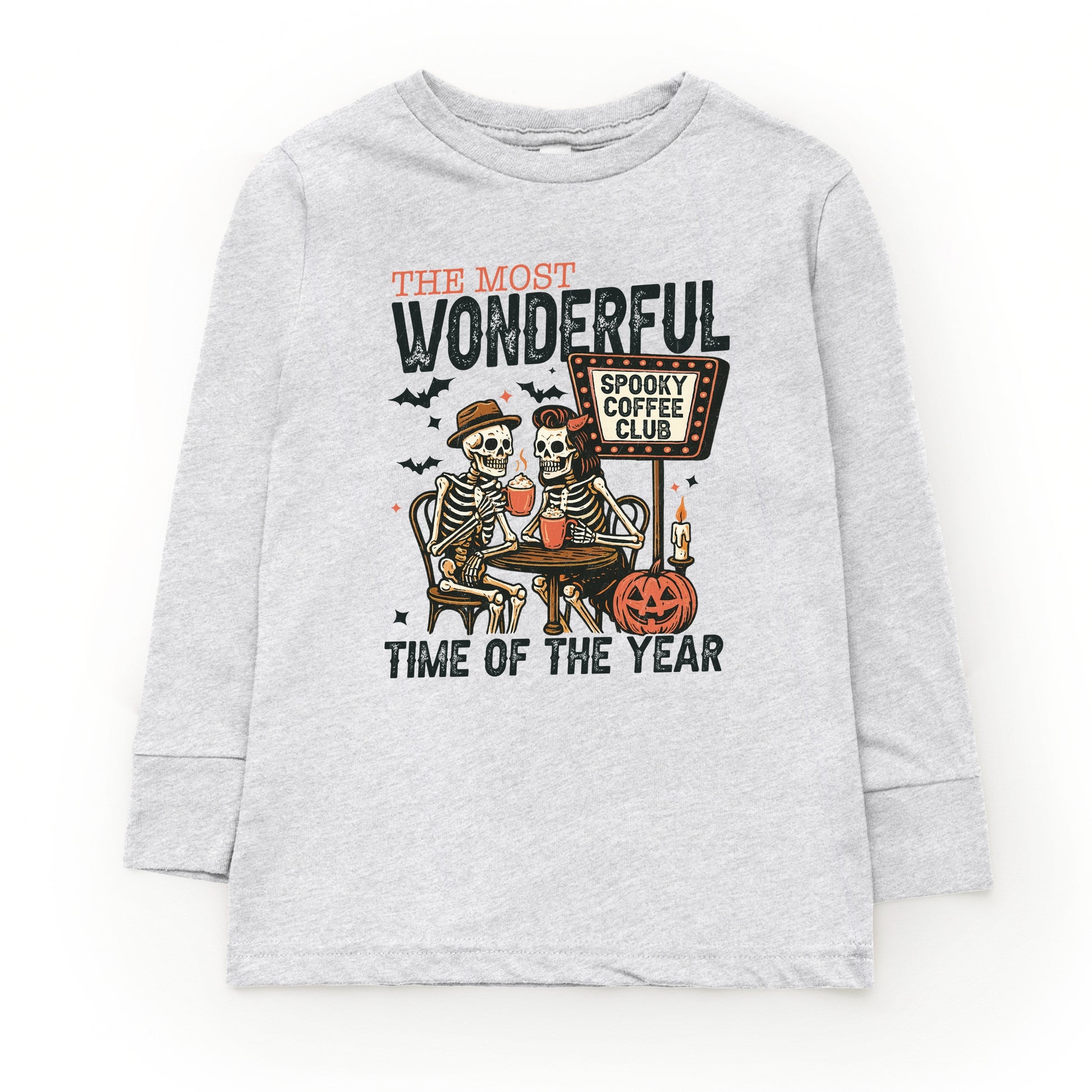 Halloween Wonderful Time of the Year Skeletons - Youth Long Sleeve Graphic T-Shirt and Toddler Long Sleeve Graphic Tee