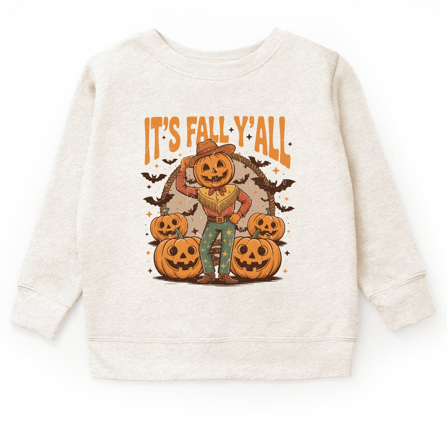 It's Fall Y'all Pumpkin Cowboy - Toddler Graphic Sweatshirt and Youth Graphic Sweatshirt