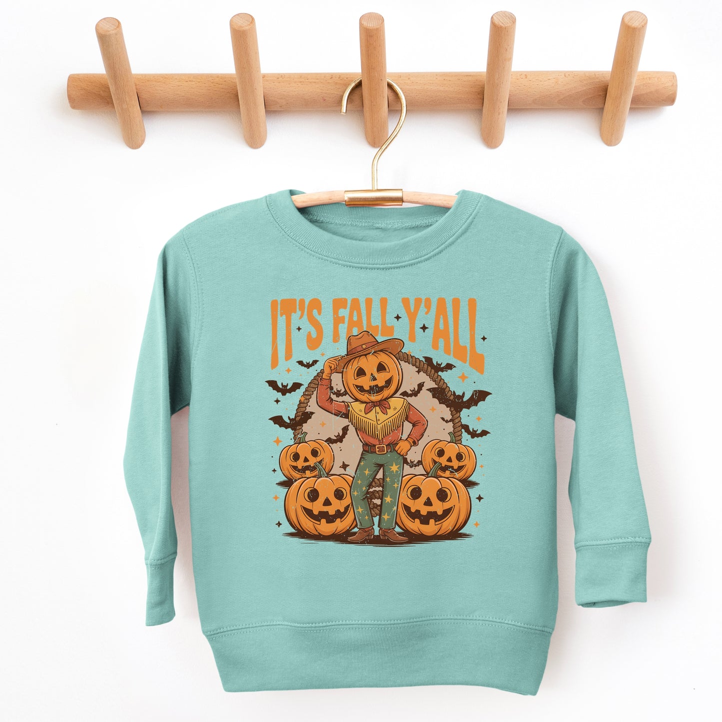 It's Fall Y'all Pumpkin Cowboy - Toddler Graphic Sweatshirt and Youth Graphic Sweatshirt