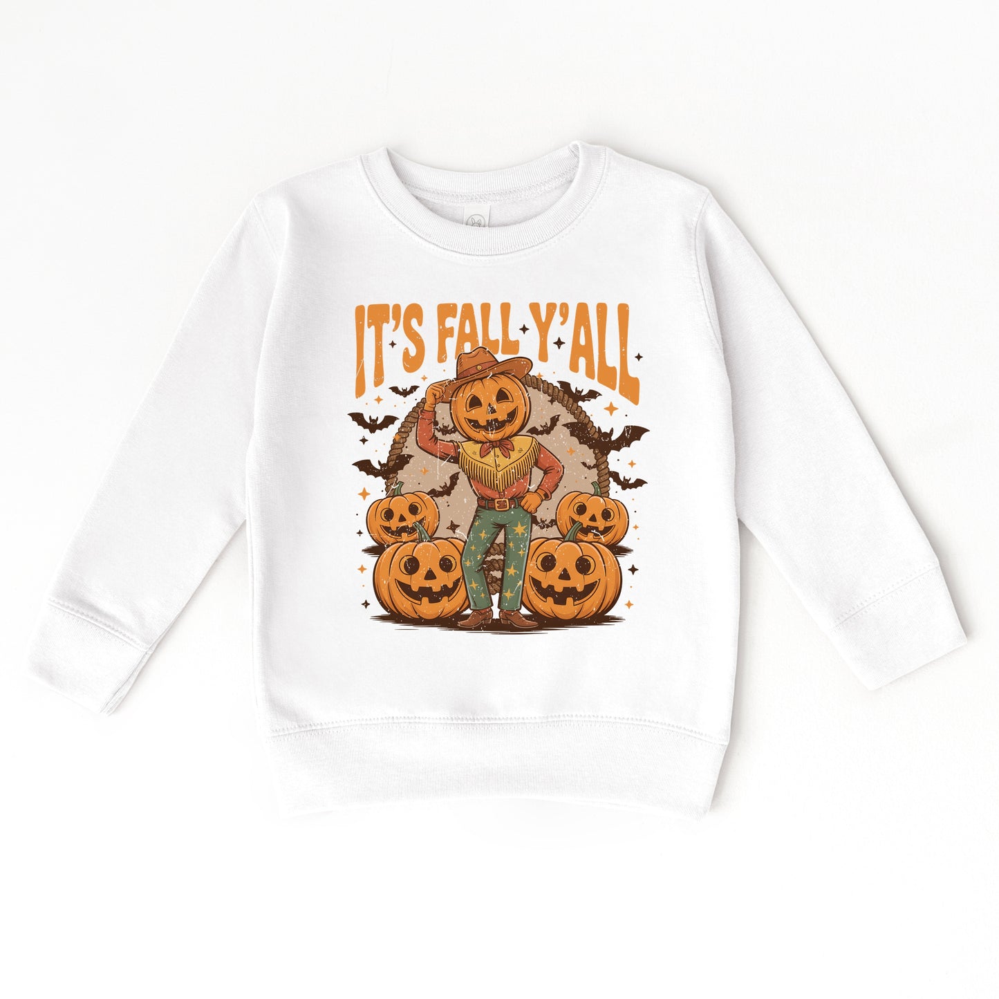 It's Fall Y'all Pumpkin Cowboy - Toddler Graphic Sweatshirt and Youth Graphic Sweatshirt