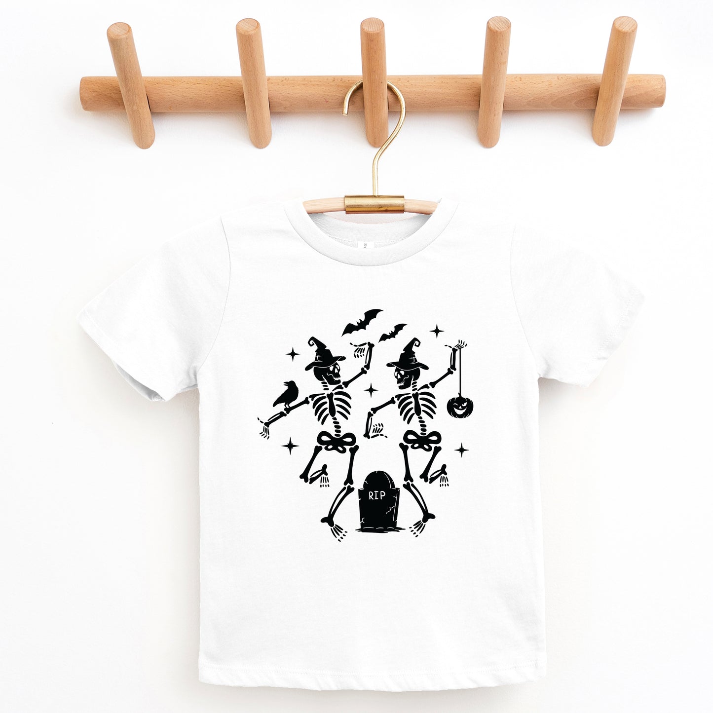 Two Skeletons Dancing Grave - Youth Short Sleeve Graphic T-Shirt and Toddler Short Sleeve Graphic T-Shirt