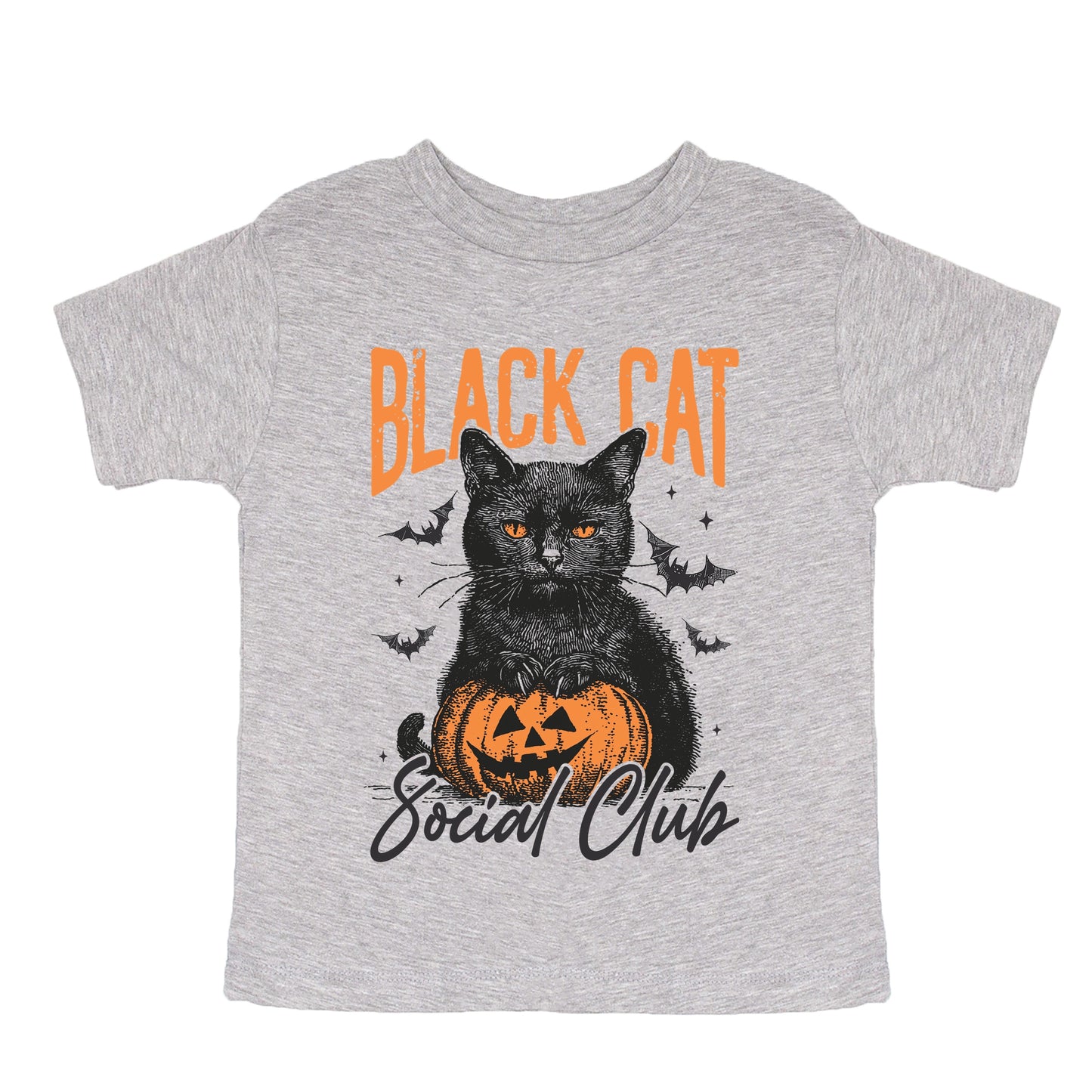 Black Cat Social Club Pumpkin - Youth Short Sleeve Graphic T-Shirt and Toddler Short Sleeve Graphic T-Shirt