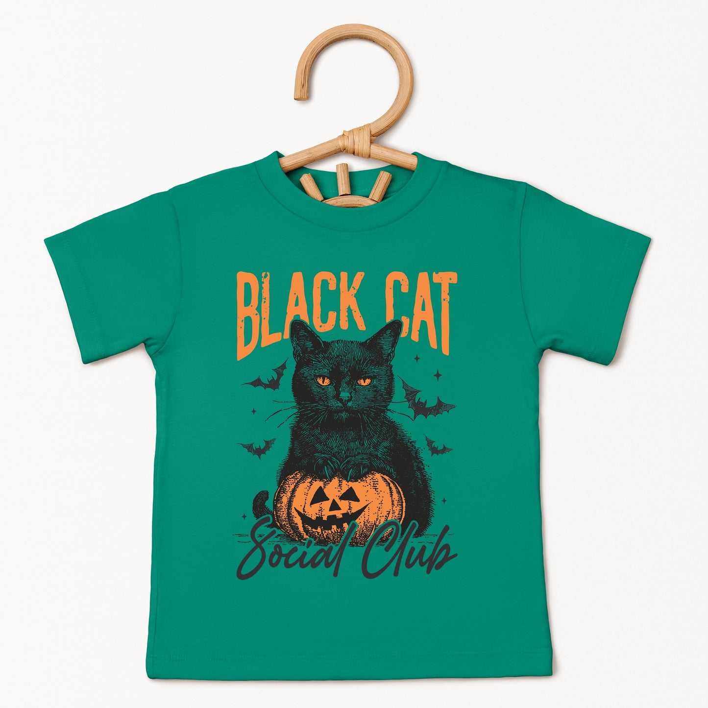 Black Cat Social Club Pumpkin - Youth Short Sleeve Graphic T-Shirt and Toddler Short Sleeve Graphic T-Shirt