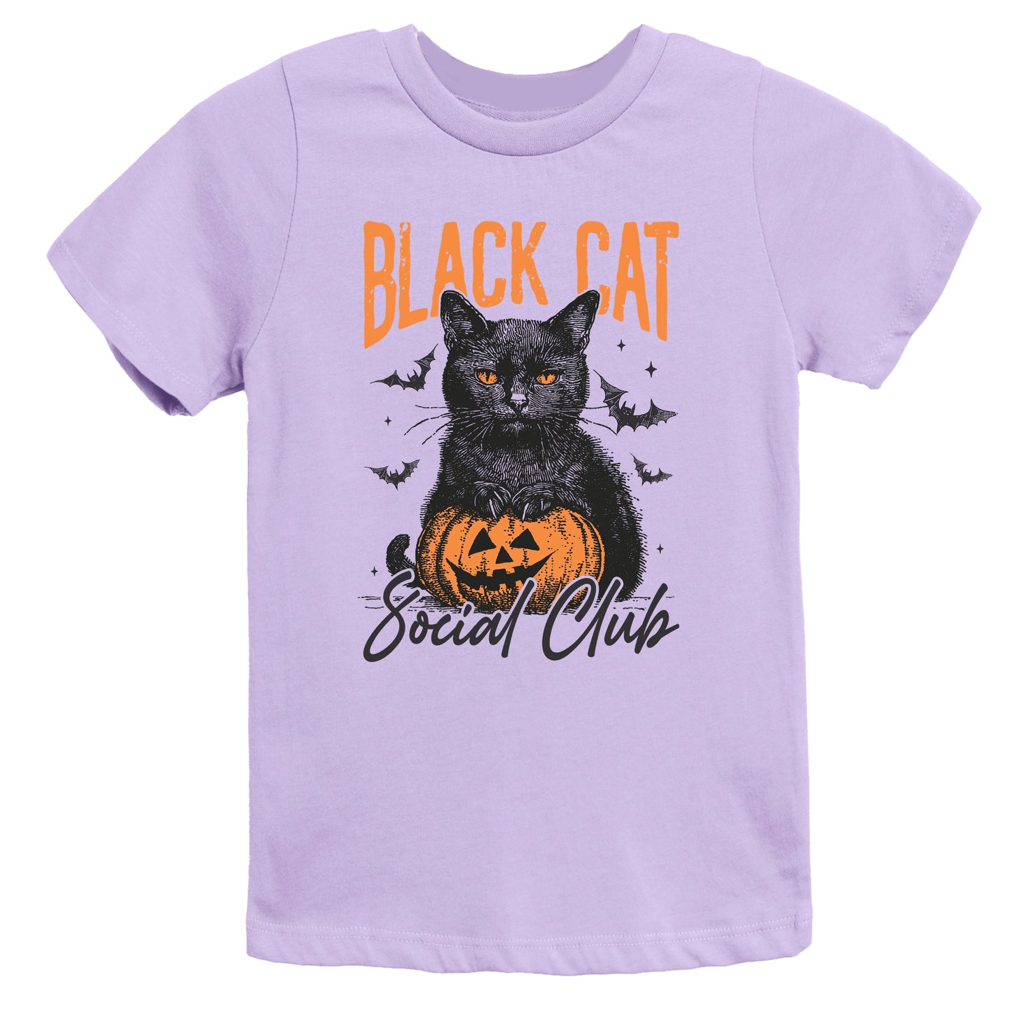 Black Cat Social Club Pumpkin - Youth Short Sleeve Graphic T-Shirt and Toddler Short Sleeve Graphic T-Shirt