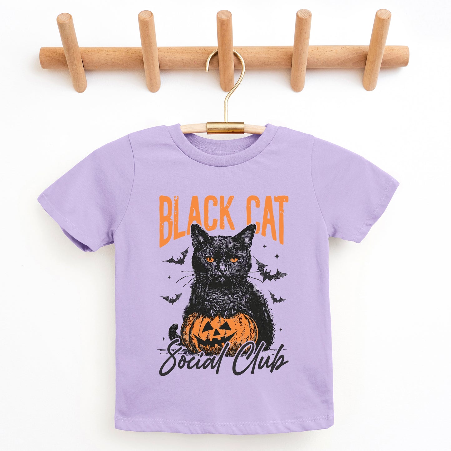 Black Cat Social Club Pumpkin - Youth Short Sleeve Graphic T-Shirt and Toddler Short Sleeve Graphic T-Shirt