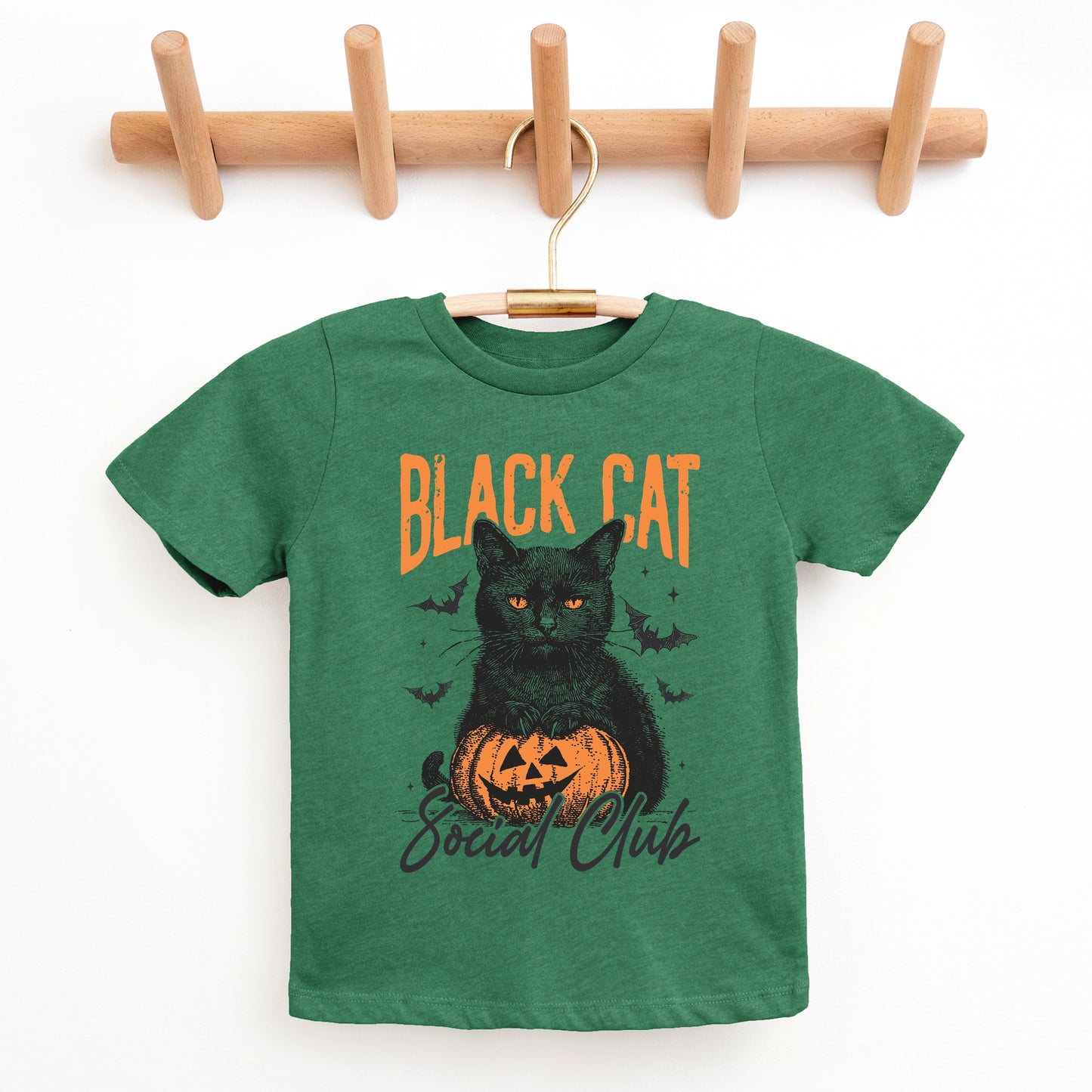 Black Cat Social Club Pumpkin - Youth Short Sleeve Graphic T-Shirt and Toddler Short Sleeve Graphic T-Shirt