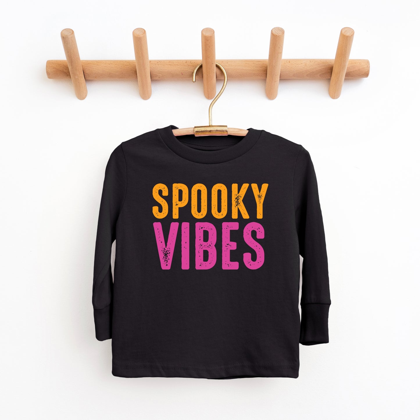 Spooky Vibes Bright Distressed - Toddler Long Sleeve Graphic Tee and Youth Long Sleeve Graphic T-Shirt