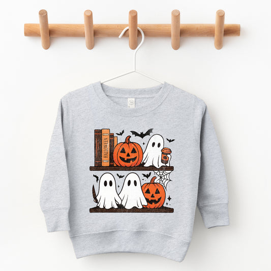 Halloween Bookshelf Ghosts - Toddler Graphic Sweatshirt and Youth Graphic Sweatshirt