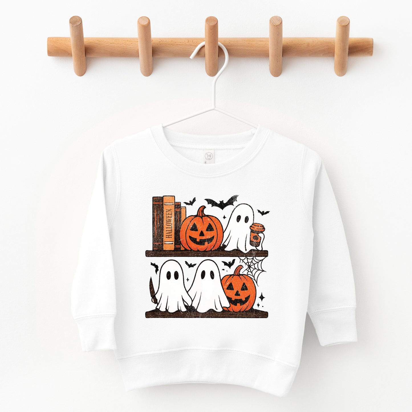 Halloween Bookshelf Ghosts - Toddler Graphic Sweatshirt and Youth Graphic Sweatshirt
