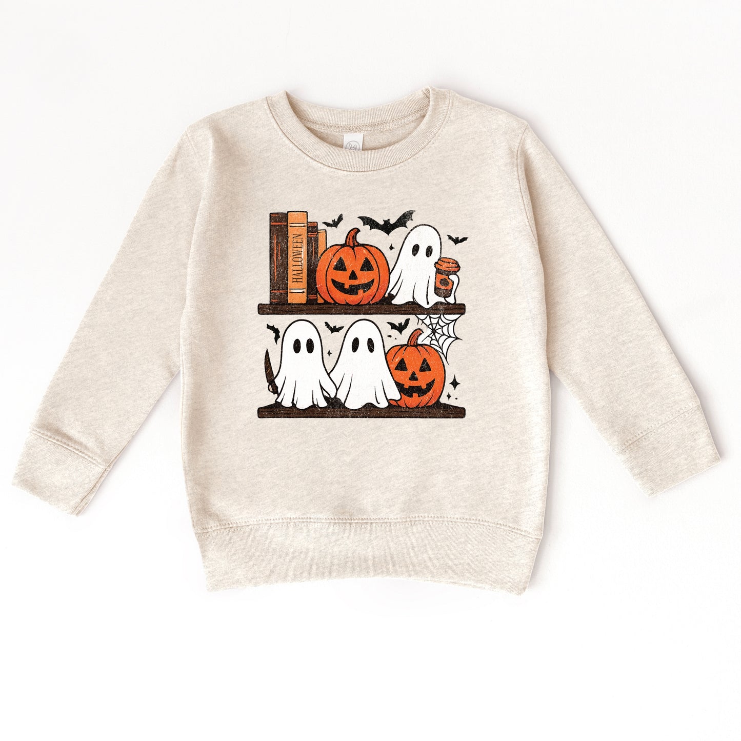 Halloween Bookshelf Ghosts - Toddler Graphic Sweatshirt and Youth Graphic Sweatshirt